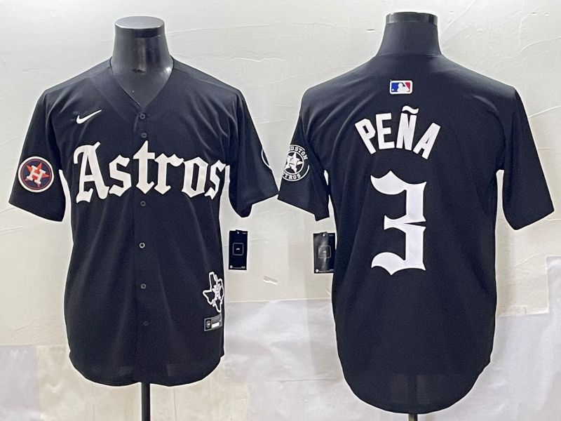 Men 2025 Houston Astros 3 Pena Black Five generations Joint Name Nike MLB Jersey style 23